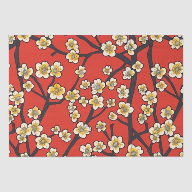 Elegant Cherry Blossom Seamless Pattern (9) Tissue Paper (Front)