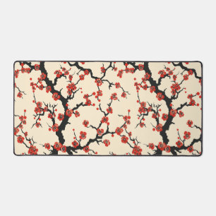 Elegant Cherry Blossom Seamless Pattern Desk Mat