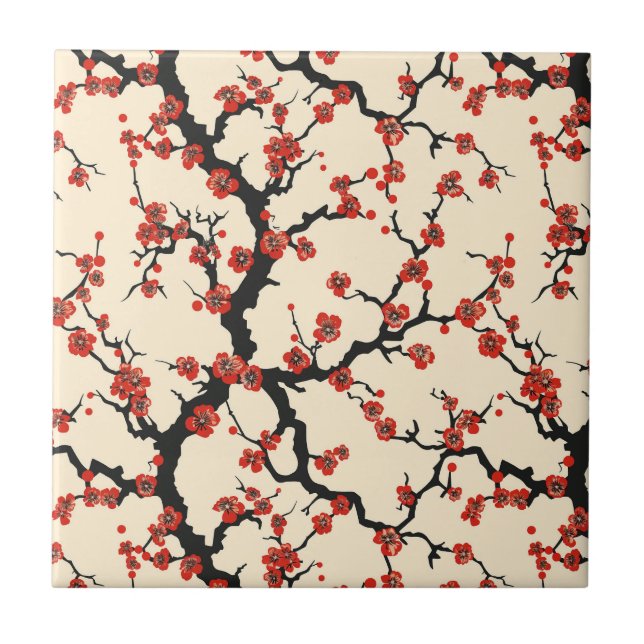 Elegant Cherry Blossom Seamless Pattern Tile (Front)