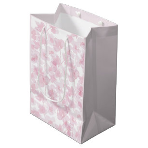 Elegant Cherry Blossom Watercolor Hand-painted Medium Gift Bag