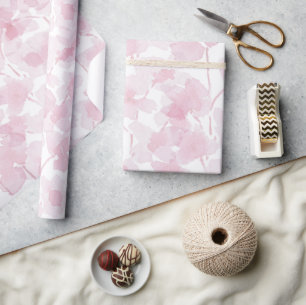 Elegant Cherry Blossom Watercolor Hand-painted Wrapping Paper