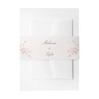 Elegant Cherry Blossom Wedding Belly Band Invitation Belly Band