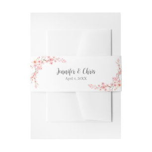 Elegant Cherry Blossom Wedding Invitation Belly Band