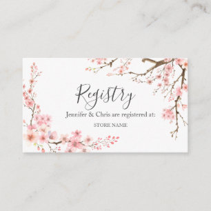 Elegant Cherry Blossom Wedding Registry Enclosure Card