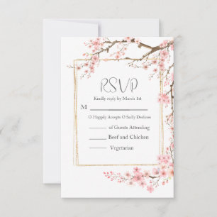 Elegant Cherry Blossom Wedding RSVP Card