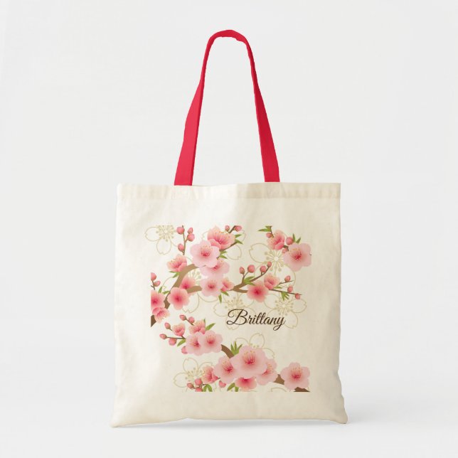 Elegant Cherry Blossoms Tote Bag (Front)