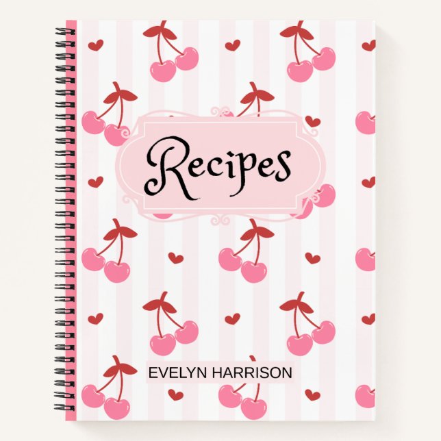 Elegant Cherry Coquette Recipe Journal Cooking (Front)