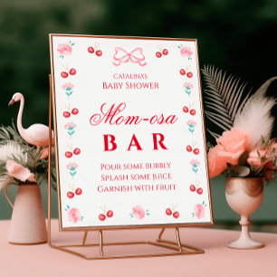 Elegant Cherry Floral Mum-osa Bar Poster