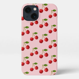 Elegant Cherry Fruits on Light Pink iPhone 13 Case