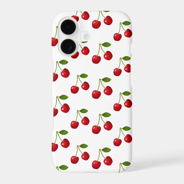 Elegant Cherry Fruits on White iPhone Case (Back)