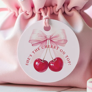 Elegant Cherry on Top Bridal Shower Favour Tags