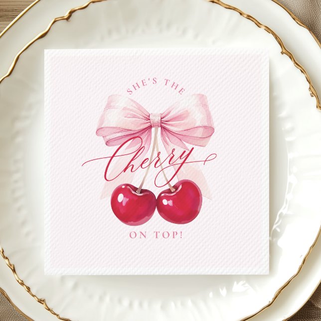 Elegant Cherry on Top Bridal Shower Napkin (Creator Uploaded)
