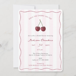 Elegant Cherry on Top Double-Sided Bridal Shower Invitation