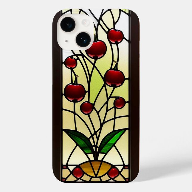 Elegant Cherry Stained Glass Window Panel Case-Mate iPhone Case (Back)