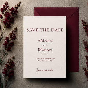 Elegant Cherry Vanilla Minimalist Modern Wedding Save The Date