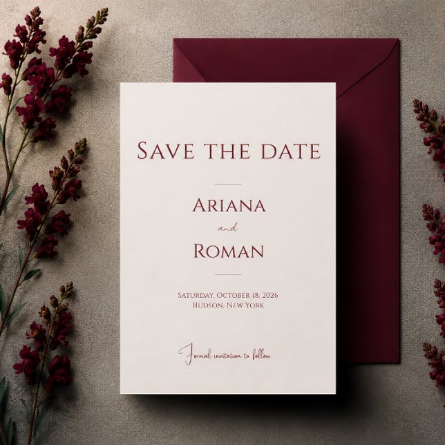 Elegant Cherry Vanilla Minimalist Modern Wedding  Save The Date (Creator Uploaded)