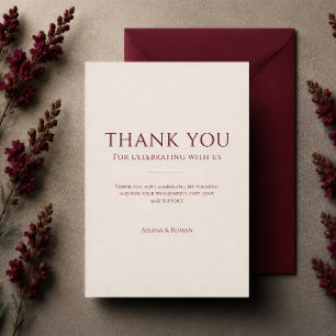 Elegant Cherry Vanilla Minimalist Modern Wedding Thank You Card