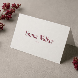 Elegant Cherry Vanilla Red Minimalist Place Card