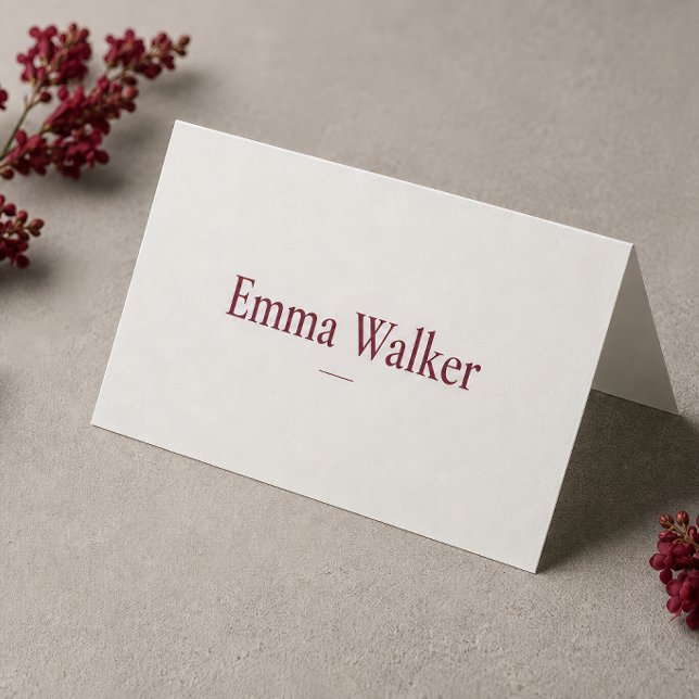 Elegant Cherry Vanilla Red Minimalist Place Card (Creator Uploaded)