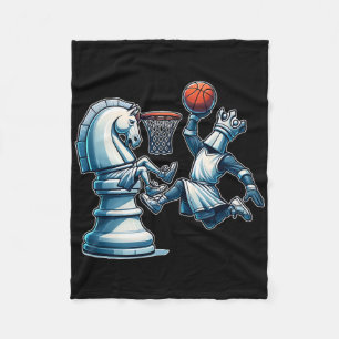 Elegant Chess Board King Sketll Game  Fleece Blanket