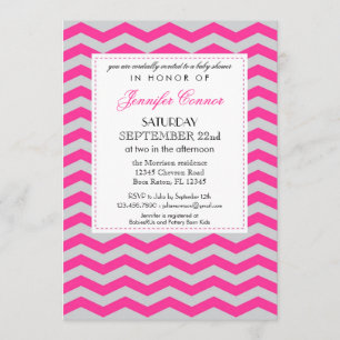 Elegant Chevron Baby Shower Pink Invitation