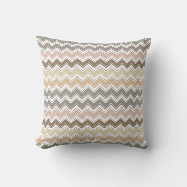 Elegant Chevron Designer's Earth Tone Pattern Cushion (Front)