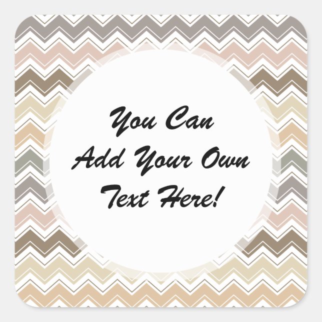 Elegant Chevron Designer's Earth Tone Pattern Square Sticker (Front)