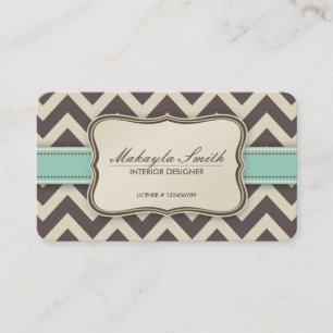 Elegant Chevron Modern Brown, Green and Beige Business Card