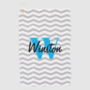Elegant chevron pattern custom monogram golf towel