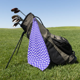 Elegant Chevron Pattern on Royal Blue and White Golf Towel