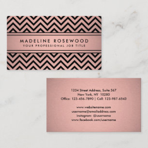 Elegant Chevron Pattern Pink Rose Gold Faux Foil Business Card
