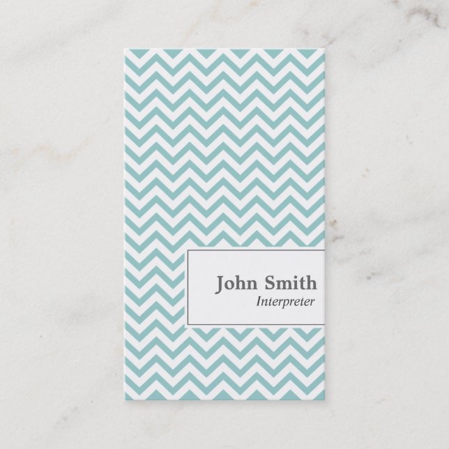 Elegant Chevron Stripes Interpreter Business Card (Front)