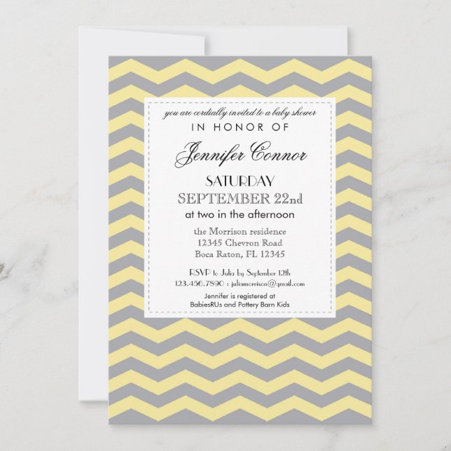 Elegant Chevron Unisex Baby Shower Invitation (Front)