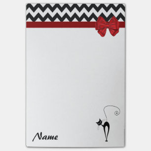 Elegant chevron whimsical funny cat monogram post-it notes