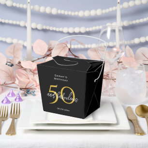 Elegant Chic 50 & Fabulous Birthday Black & Gold Favour Box