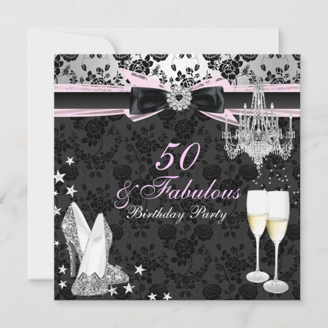 Elegant Chic 50 & Fabulous Birthday Invitation (Front)