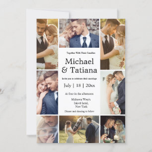 elegant chic 8 photo minimalist wedding   invitation