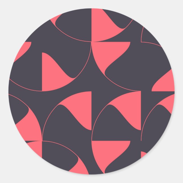 Elegant, chic, abstract circular geometric flowers classic round sticker (Front)