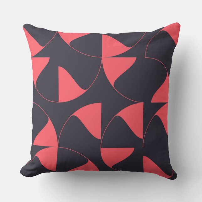 Elegant, chic, abstract circular geometric flowers cushion (Front)