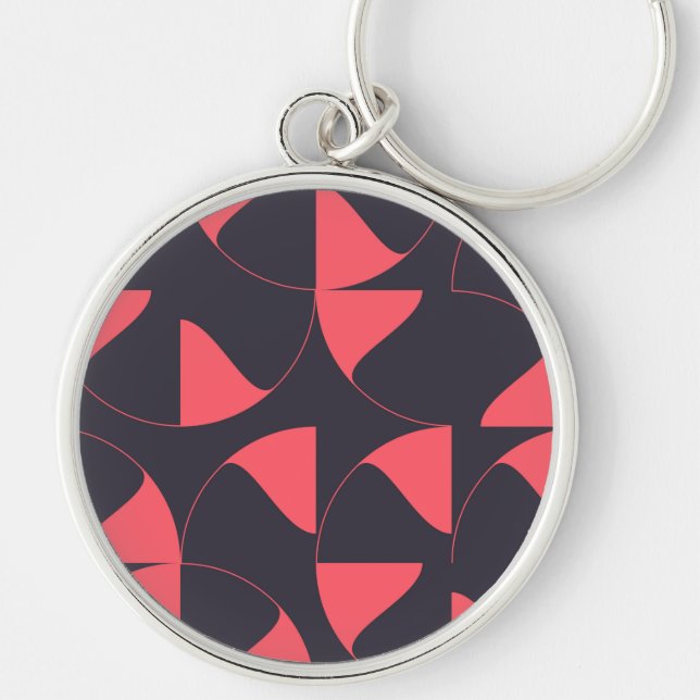 Elegant, chic, abstract circular geometric flowers key ring (Front)