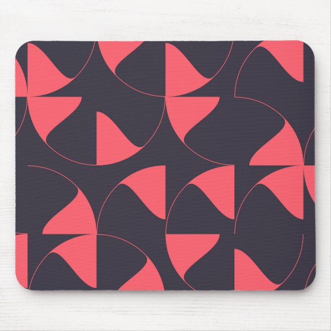 Elegant, chic, abstract circular geometric flowers mouse pad (Front)