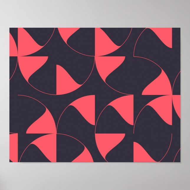 Elegant, chic, abstract circular geometric flowers poster (Front)