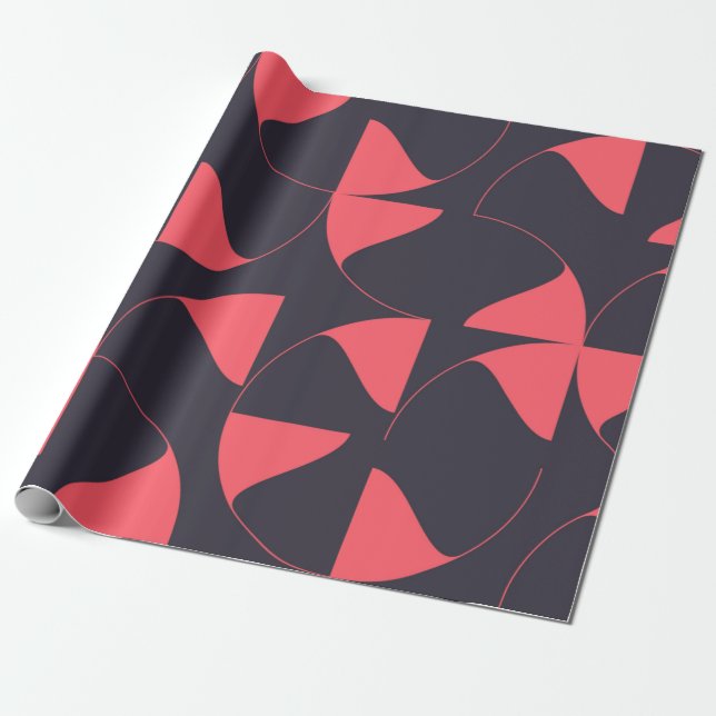 Elegant, chic, abstract circular geometric flowers wrapping paper (Unrolled)