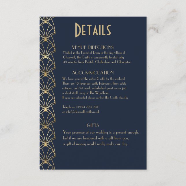 Elegant Chic Art Deco Great Gatsby Details Enclosu Enclosure Card (Front)