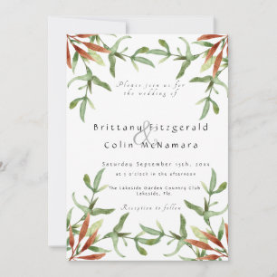 Elegant Chic Autumn Leaves Fall Wedding Invitation