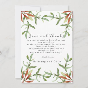 Elegant Chic Autumn Leaves Fall Wedding Thank You Card