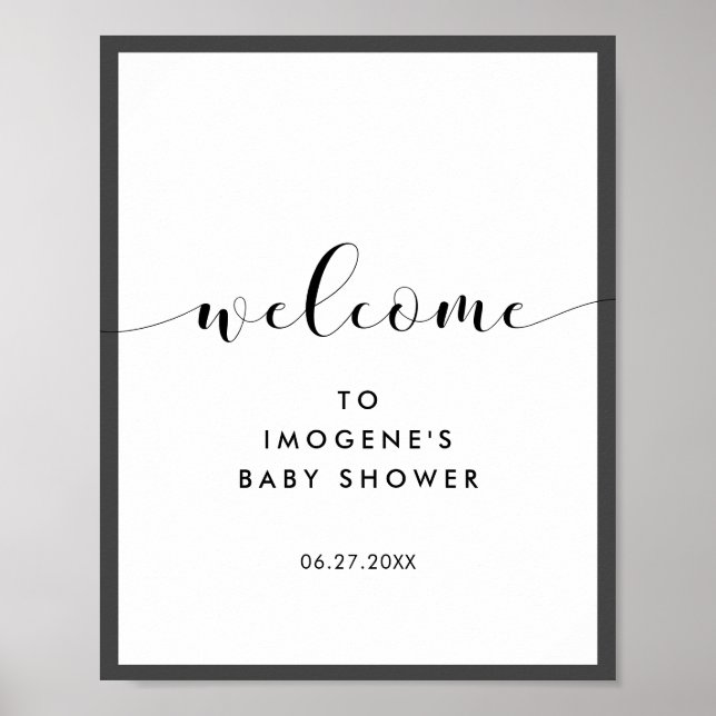 Elegant chic Baby shower Welcome Poster (Front)