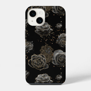 Elegant Chic Black and Gold Glitter Pattern iPhone 14 Case