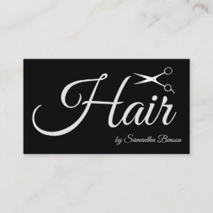 Elegant Chic Black and White Hair Stylist Scissors Business Card
