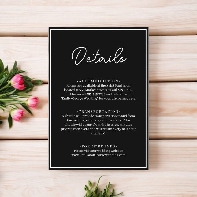 Elegant Chic Black And White Minimal Wedding Enclosure Card (Creator Uploaded)